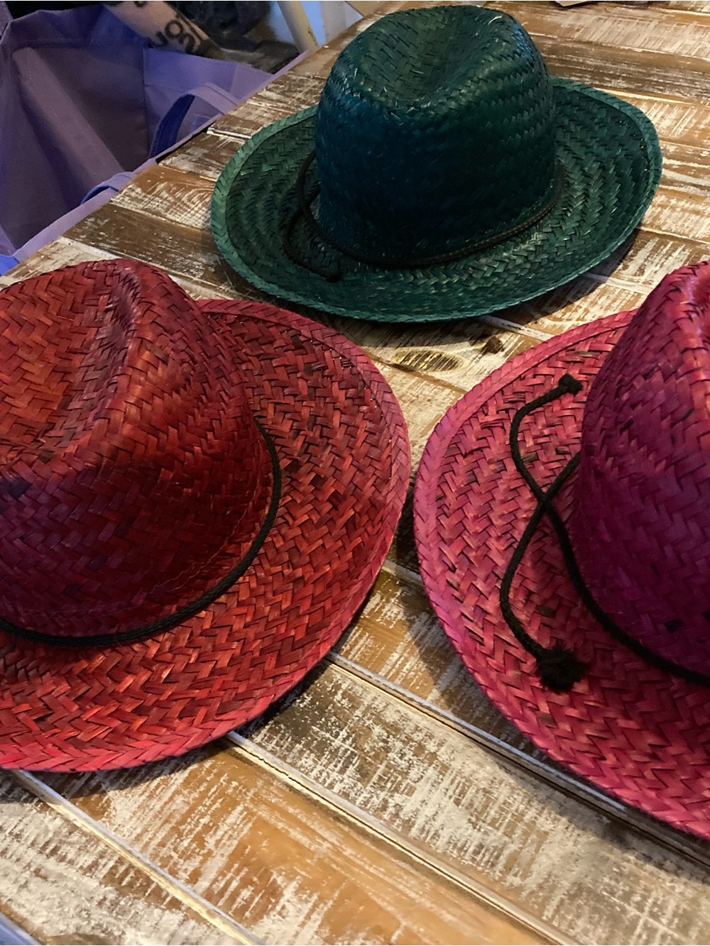 Women’s Straw Cowboy Hat - Pink, Red, Green